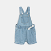 Salopette courte jean bleu denim bébé fille