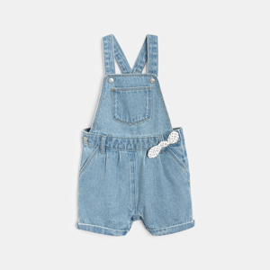 Salopette courte jean bleu denim bébé fille 1