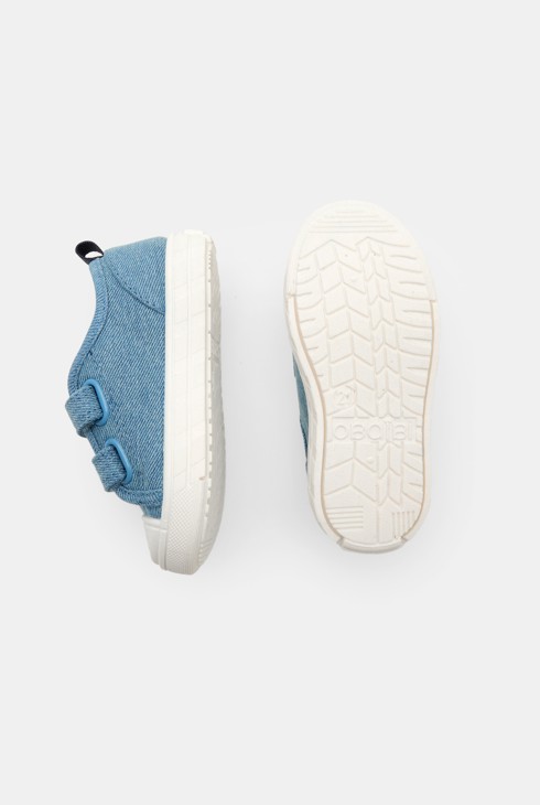 Chaussure toile à scratch bleu bébé garçon 2
