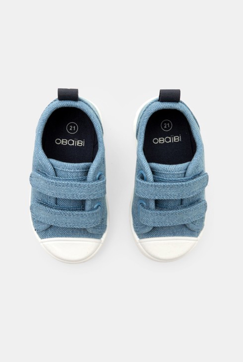 Sabata tela amb velcro blau bebè nen 2