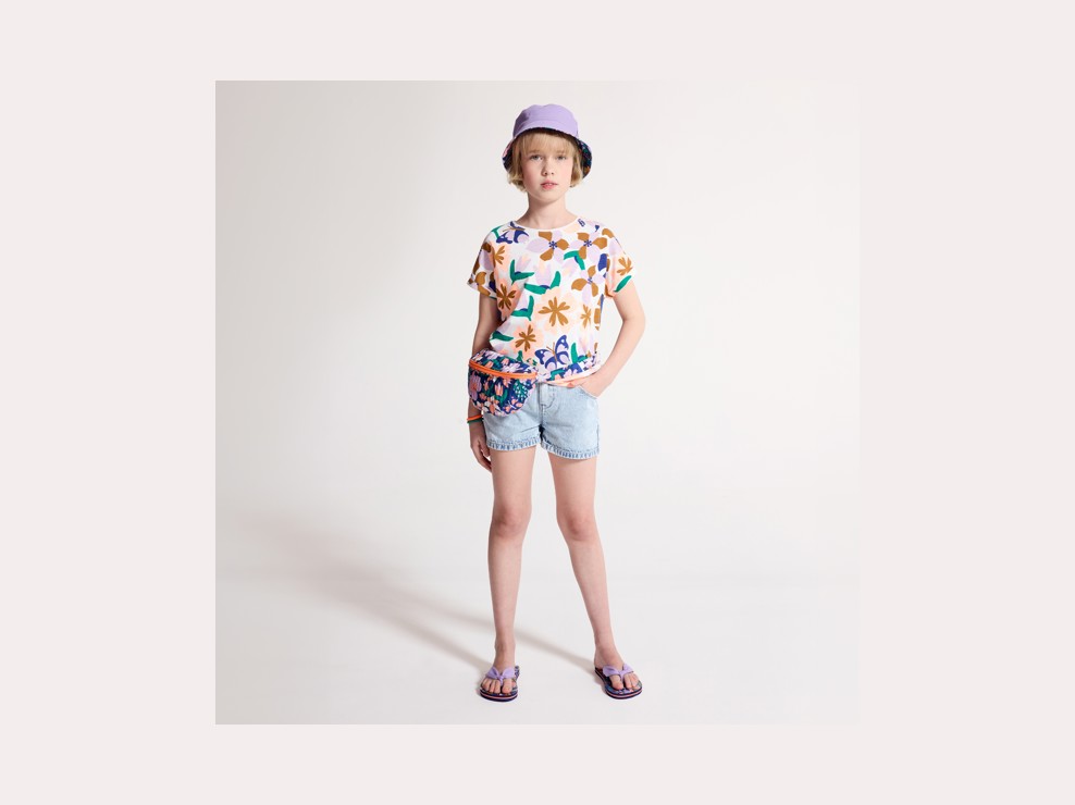 Short en jean bleu délavé Fille 1