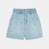 Short en jean brodé bleu délavé Fille