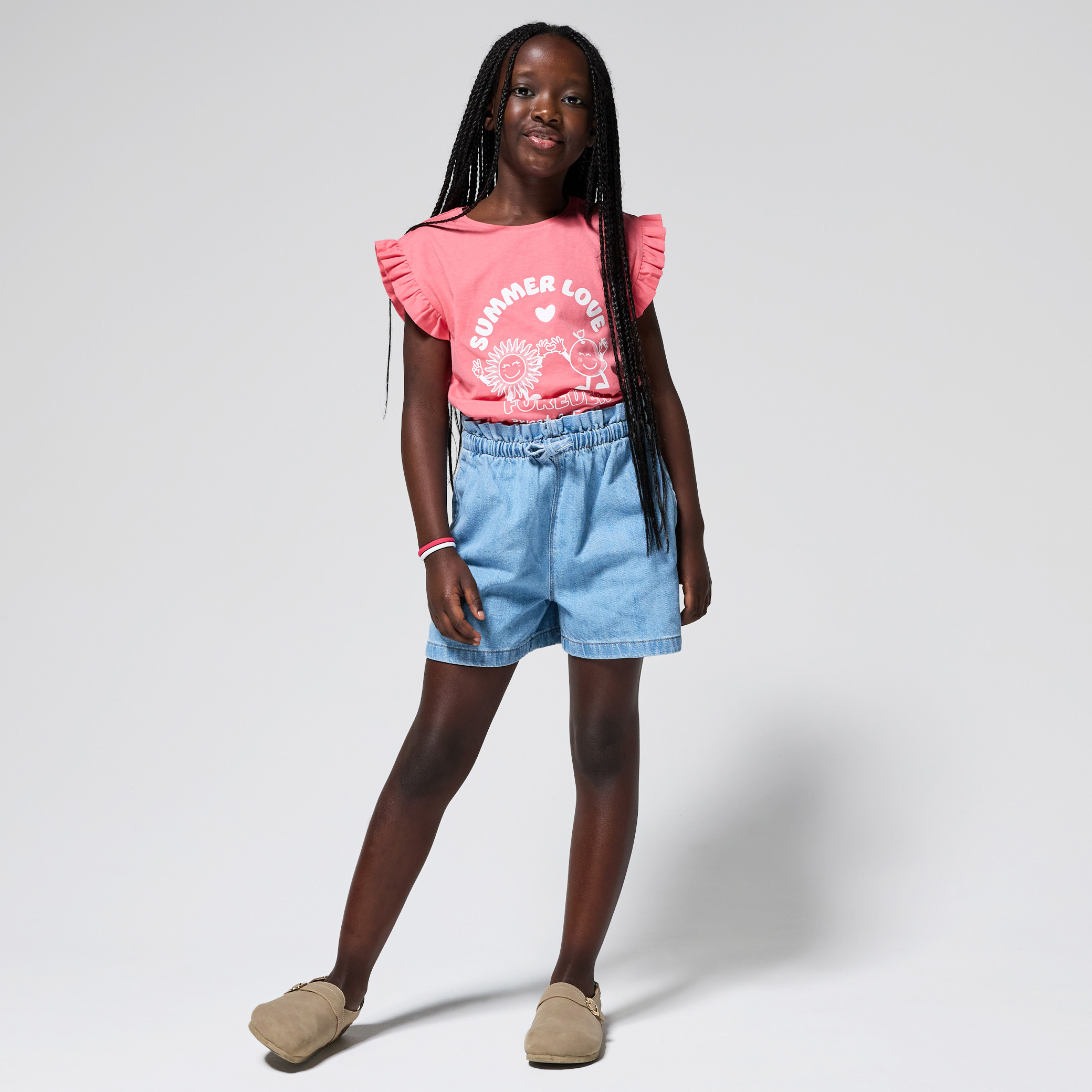 Girls lightweight blue denim shorts Okaïdi & Obaïbi