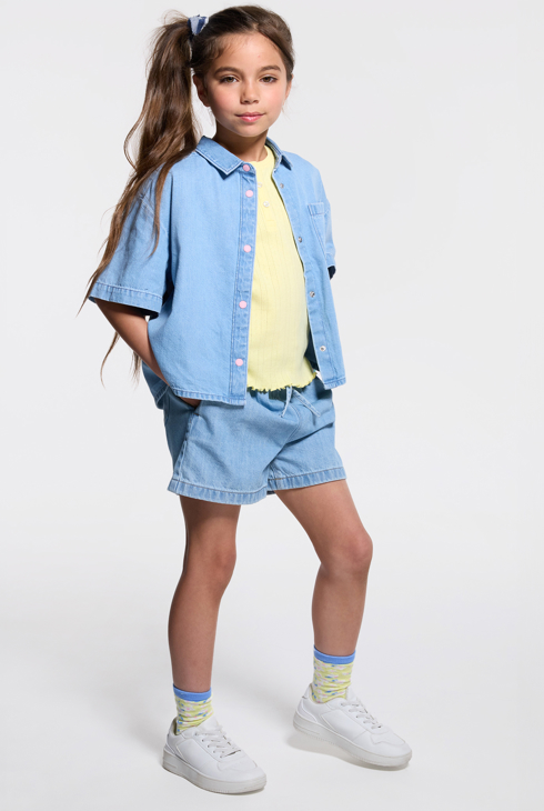 Short en jean léger bleu Fille 1