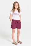 Short brodé uni violet Fille 1