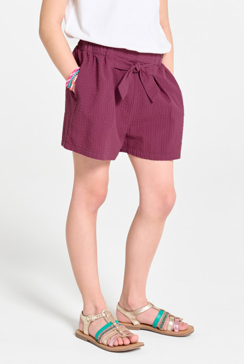 Einfarbig violette bestickte Shorts für Mädchen 2