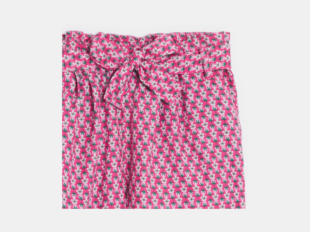 Roze soepelvallende broek met print voor meisjes 2