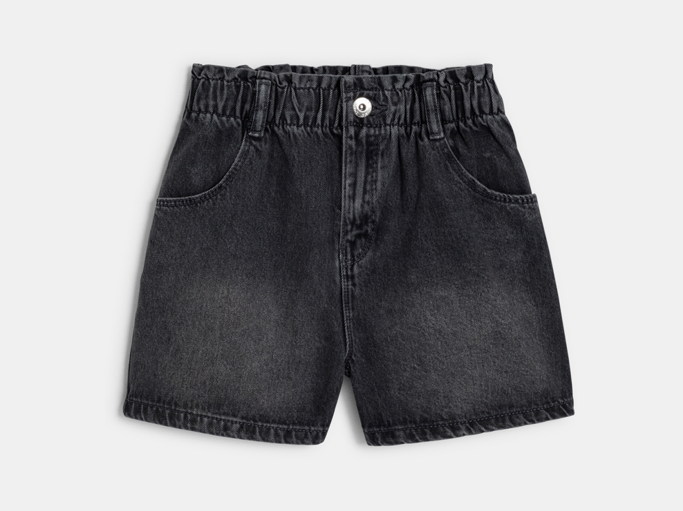 Short en jean noir délavé Fille 1