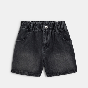 Girl's faded black denim shorts 1