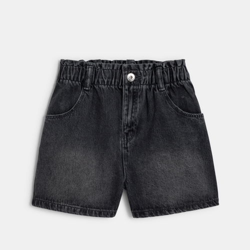 Short en jean noir délavé Fille 1