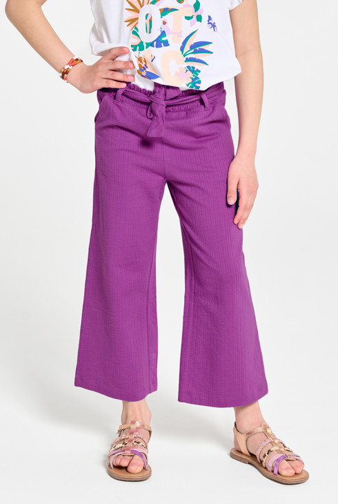 Weite violette Hose mit Gürtel für Mädchen 2