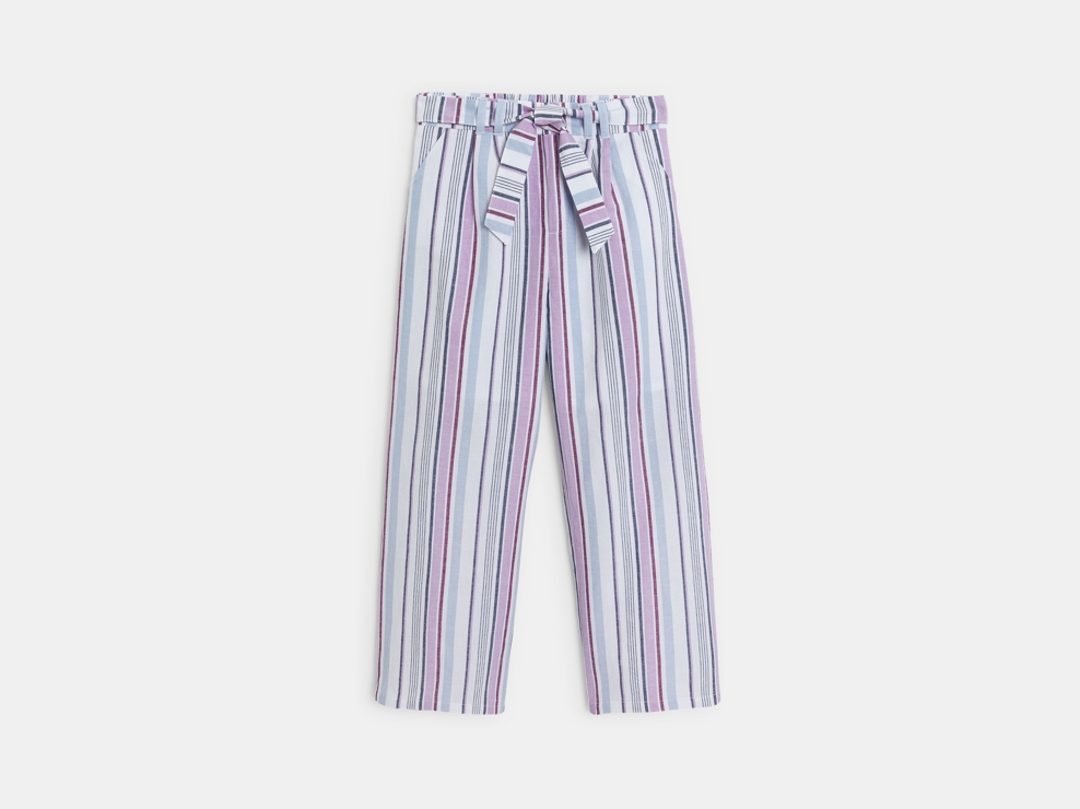 Pantalón ancho a rayas malva niña 1