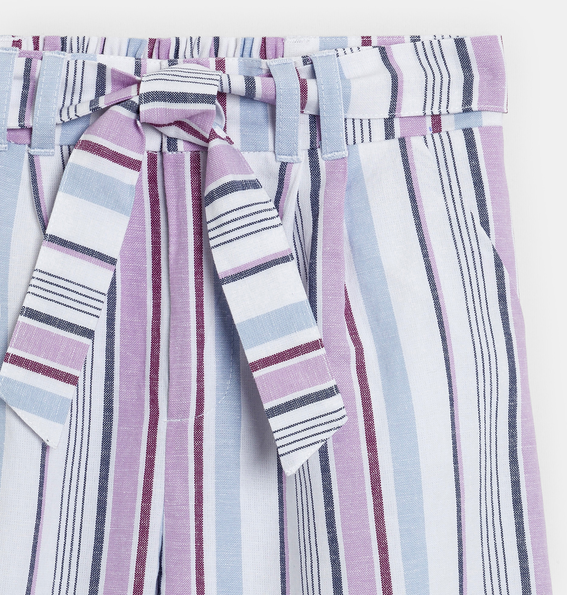Pantalon large rayé mauve Fille 2