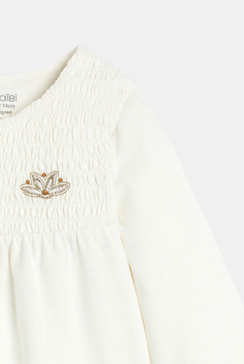 Blouse smockée blanc bébé fille 2