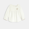 Blouse smockée blanc bébé fille