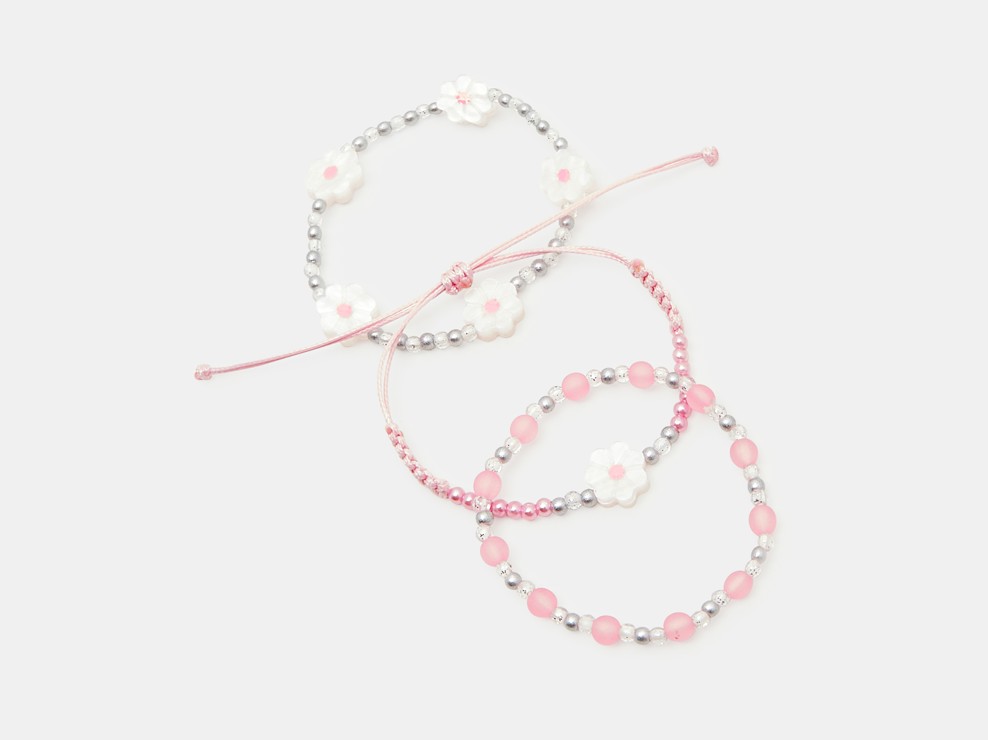 Bracelets de perles rose (lot de 3) 1