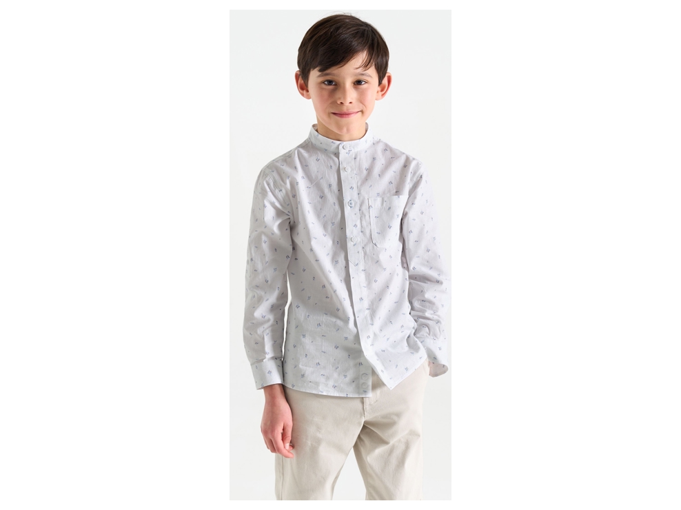 Chemise col Mao imprimée blanc Garçon 1