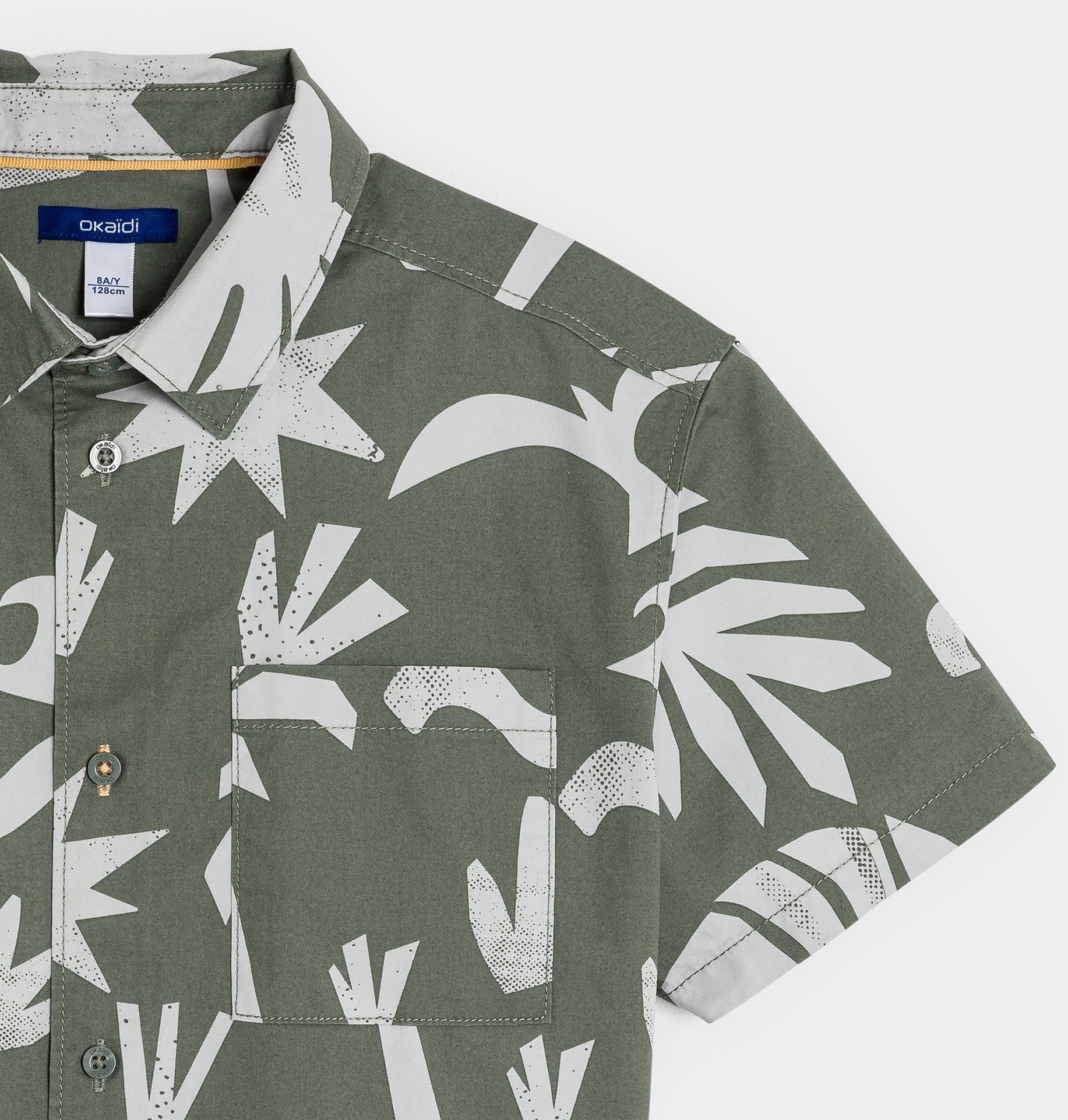 Khakifarbenes bedrucktes Hemd mit kurzen Ärmeln für Jungen 2