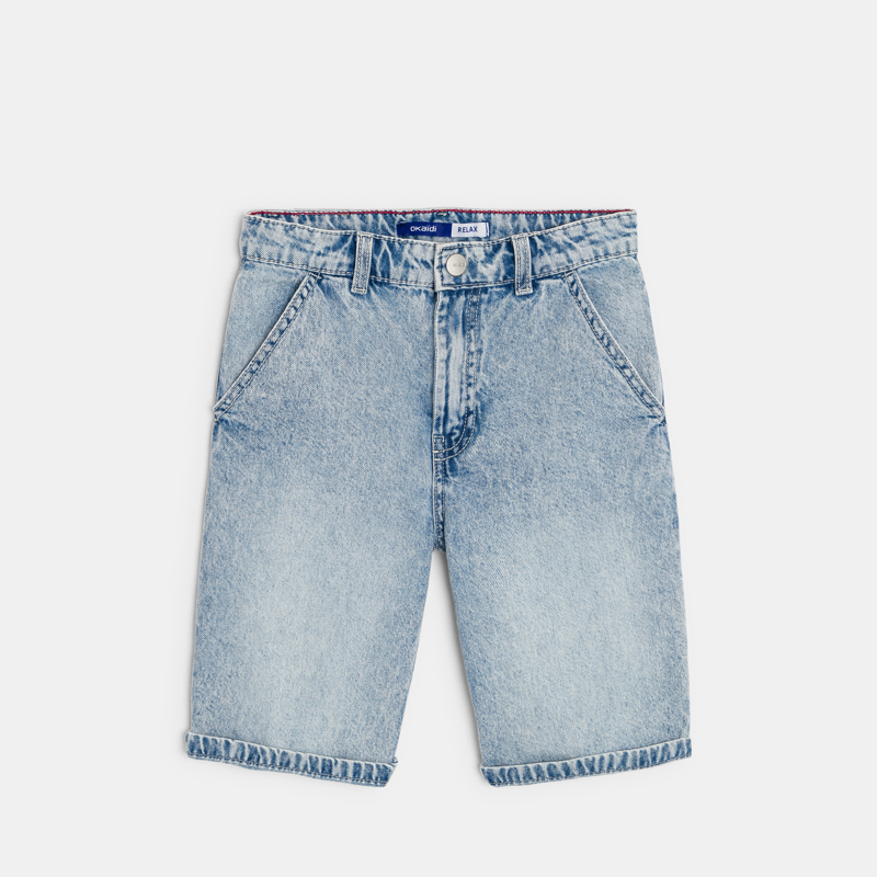 Legere Bermudashorts Washed Denim blau Jungen