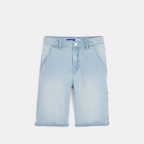 Bermuda Relax En Jean Délavé Bleu Clair Garçon - Denim Bleached Blue - 3A - OKAIDI