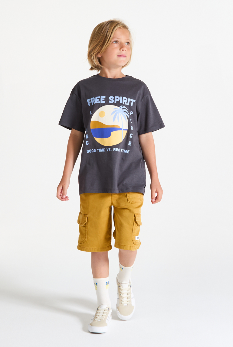 Cargo-Bermudashorts in Curry-Gelb für Jungen 1