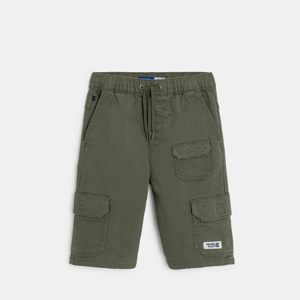 Boy's khaki green canvas cargo shorts 1