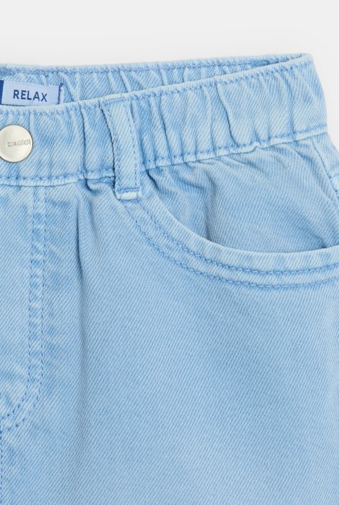 Bermuda relax en toile teintée bleu Garçon