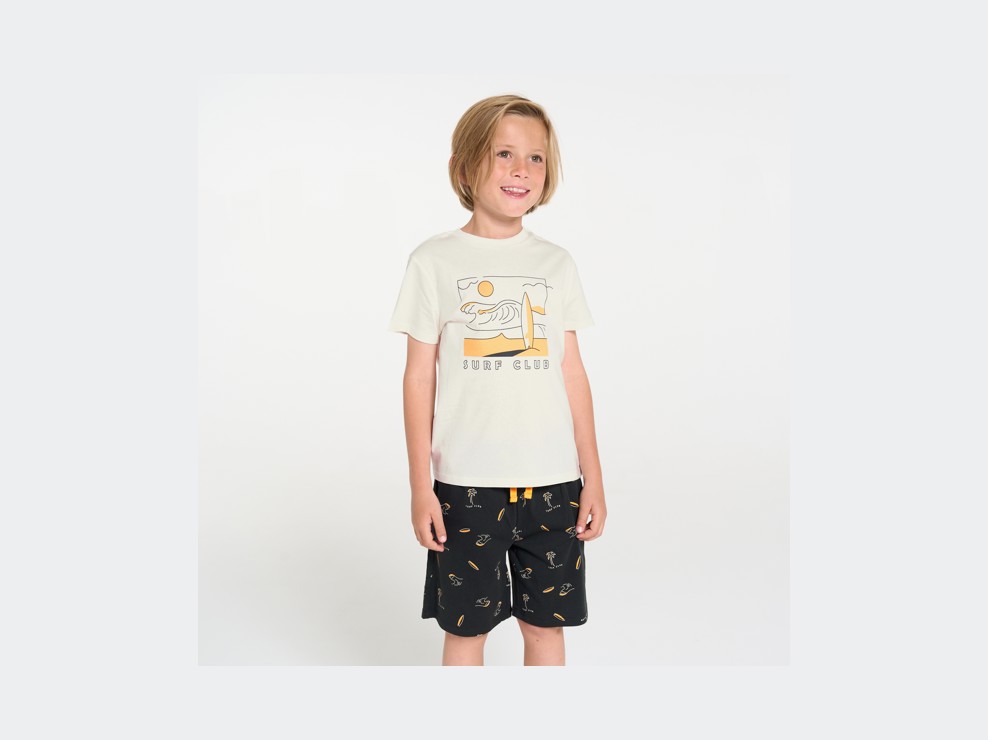 Pyjama-short en jersey blanc Garçon 1