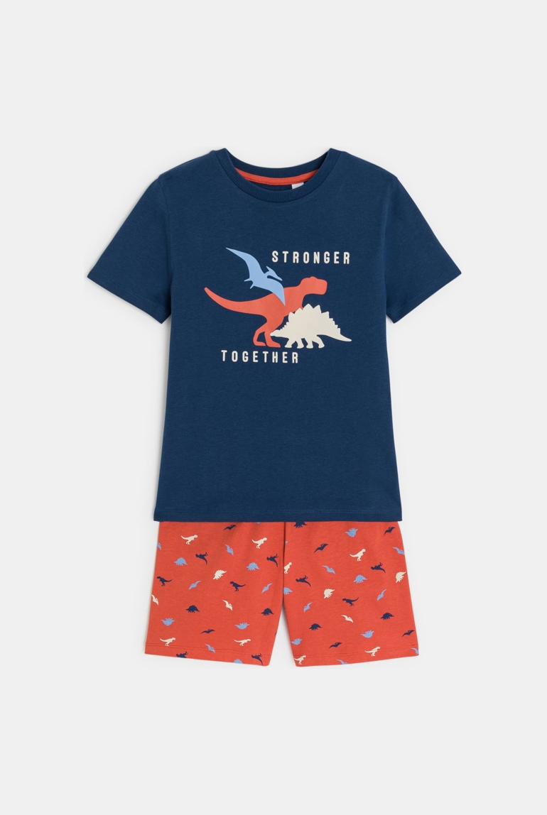 Pyjama d'été 2 pièces en jersey orange Garçon 1