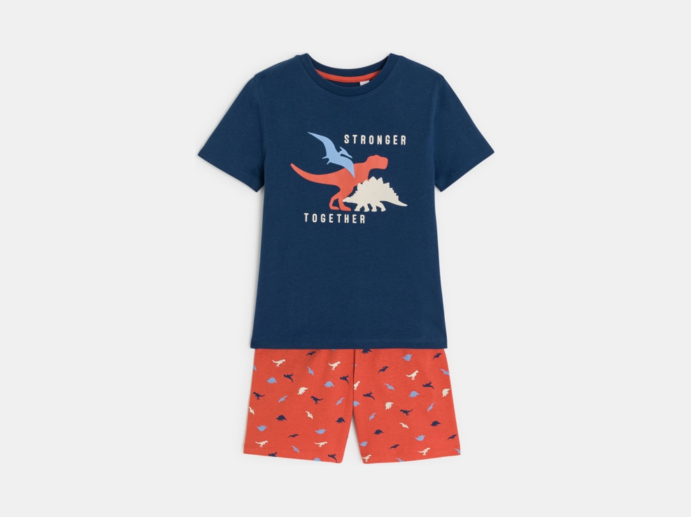 Pyjama d'été 2 pièces en jersey orange Garçon 1