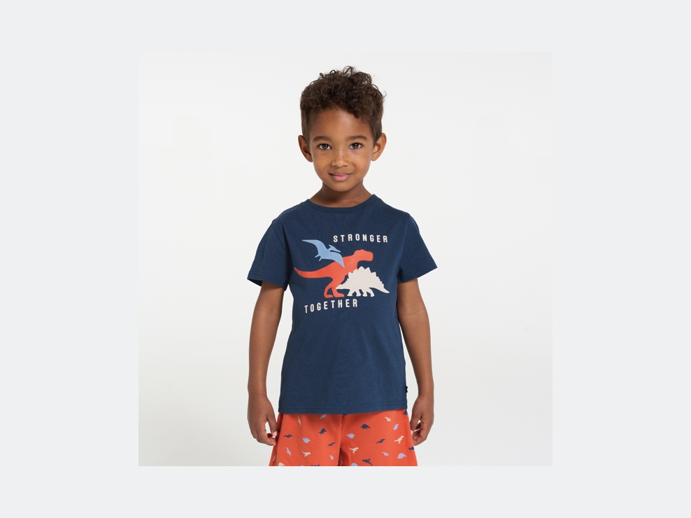 Pyjama d'été 2 pièces en jersey orange Garçon 1