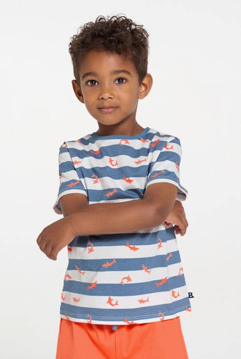 Pijama de verano 2 piezas de punto jersey naranja niño 1