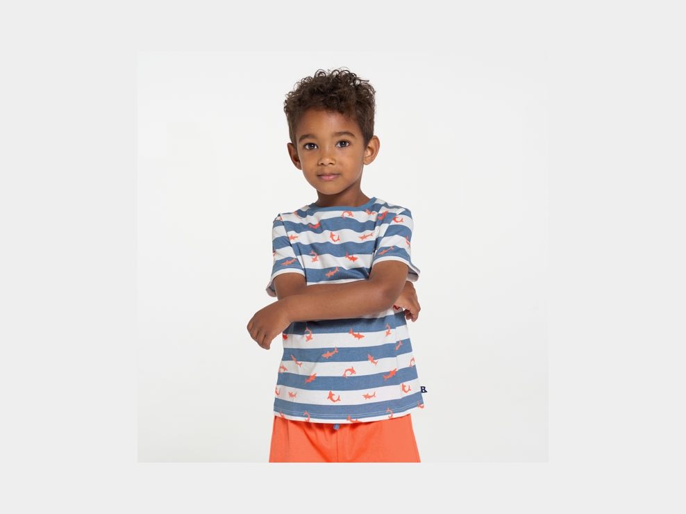 Pyjama d'été 2 pièces en jersey orange Garçon 1