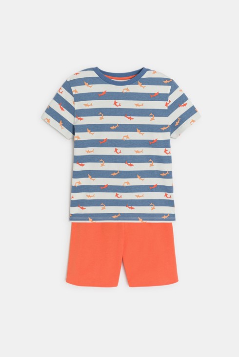 Pyjama d'été 2 pièces en jersey orange Garçon 2