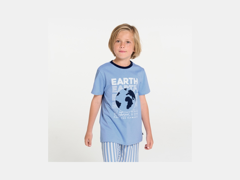 Pijama de verano 2 piezas de punto jersey azul niño 1