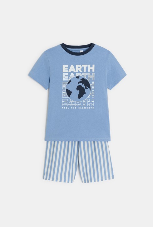 Blauer 2-teiliger Sommerpyjama aus Jersey für Jungen 2