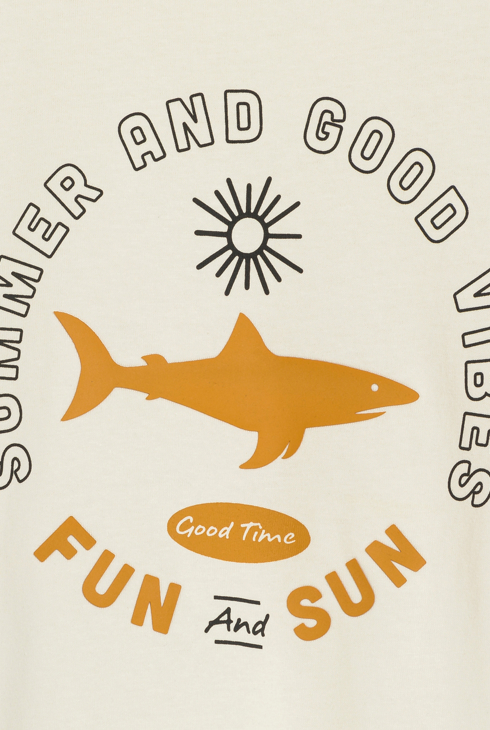 Beiges Kurzarm-T-Shirt mit Schriftzug für Jungen
