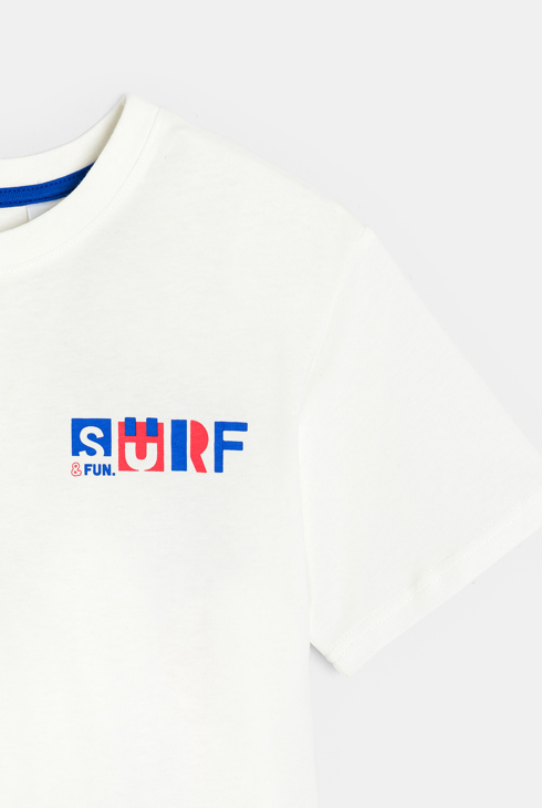 Kurzarm-T-Shirt mit Surf-Print in Weiß für Jungen