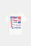Wit T-shirt met korte mouwen en surfmotiefje voor jongens 3