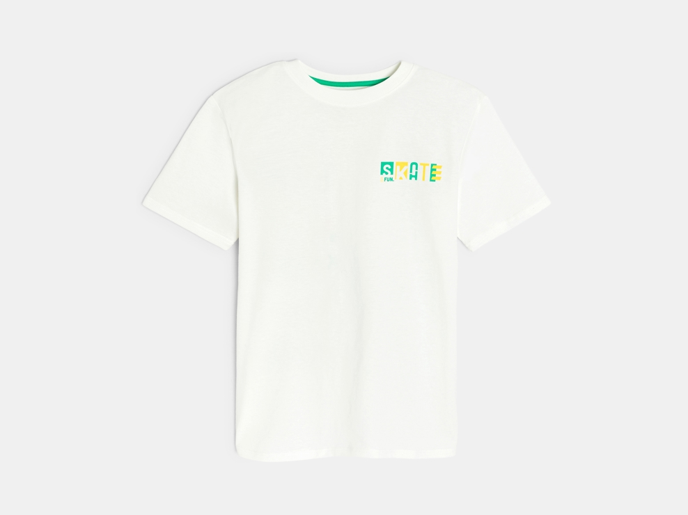 Camiseta de manga corta skate blanco niño 1