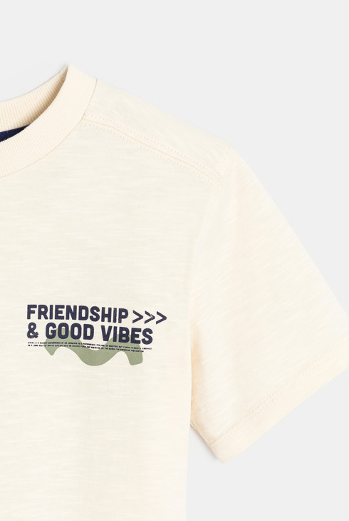 T-shirt manches courtes à message blanc Garçon