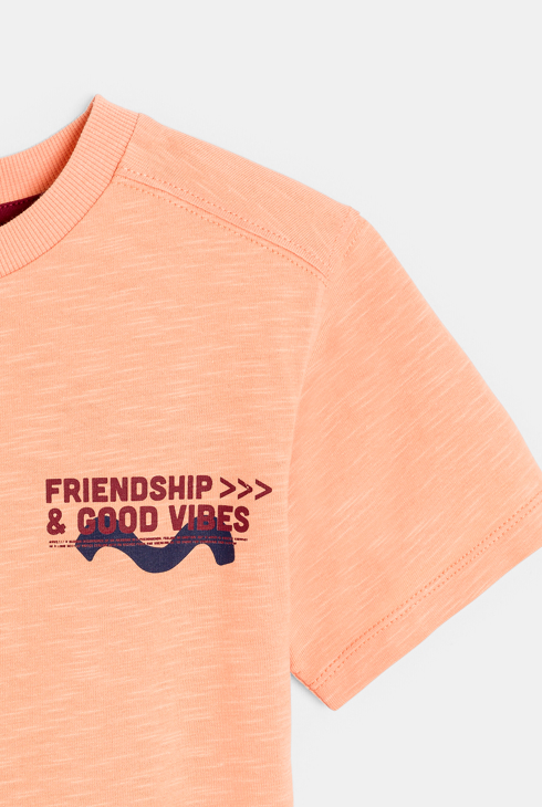 T-shirt manches courtes à message orange Garçon