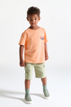 T-shirt manches courtes à message orange Garçon 1