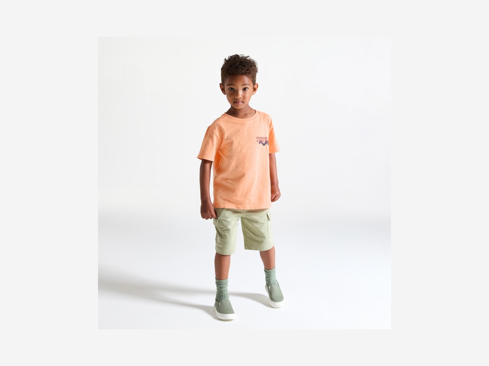 Oranges Kurzarm-T-Shirt mit Schriftzug für Jungen 1