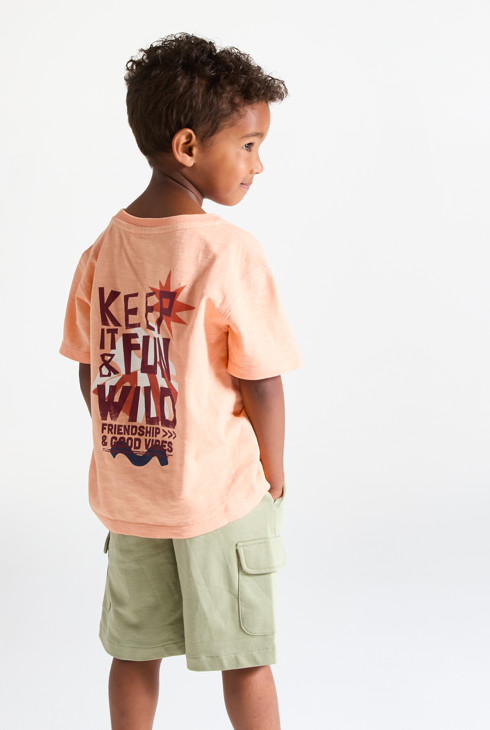 Oranges Kurzarm-T-Shirt mit Schriftzug für Jungen 2
