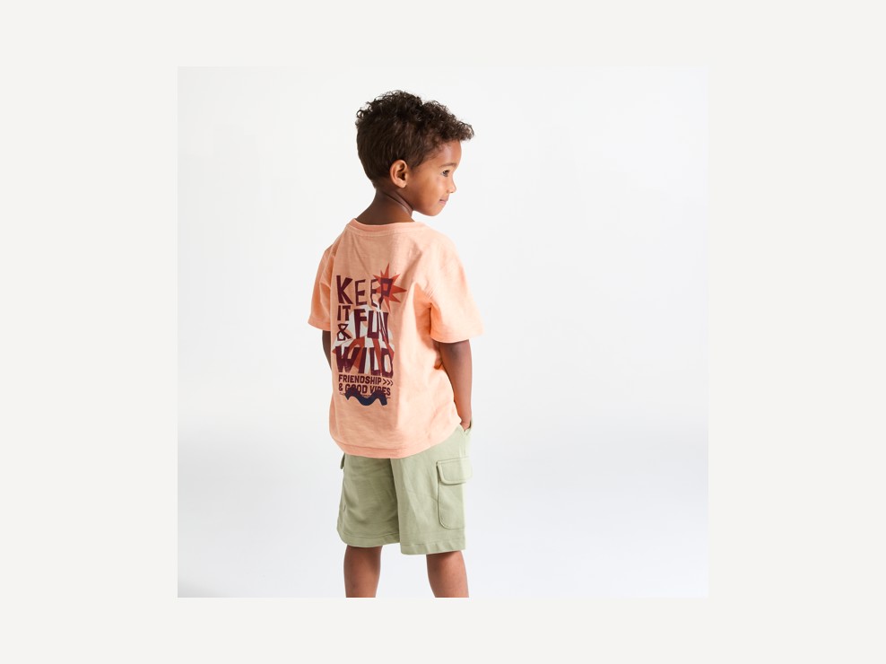 Oranges Kurzarm-T-Shirt mit Schriftzug für Jungen 2