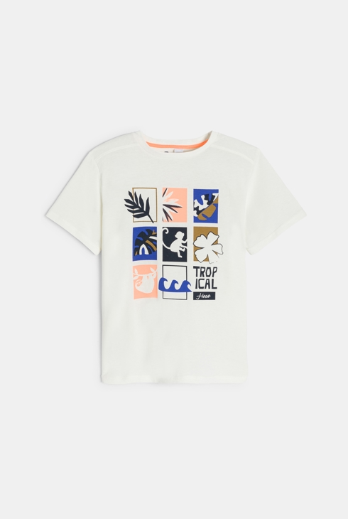 T-shirt manches courtes motif placé blanc Garçon