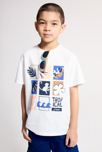 T-shirt manches courtes motif placé blanc Garçon 1