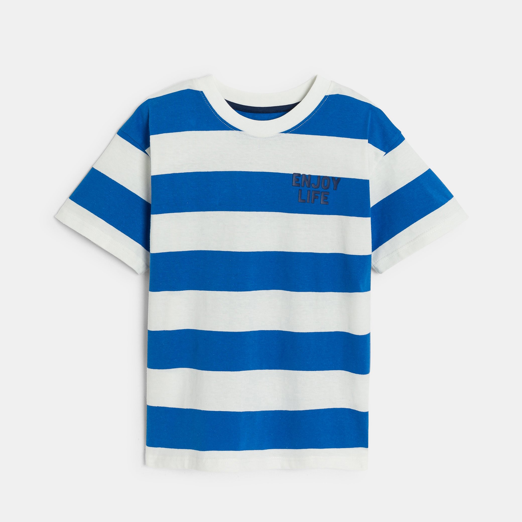 T-shirt Garçon Harry Bear Taille 5 Ans - Rayures Bleues, Col Rond, Coton - Occasion Très Bon état