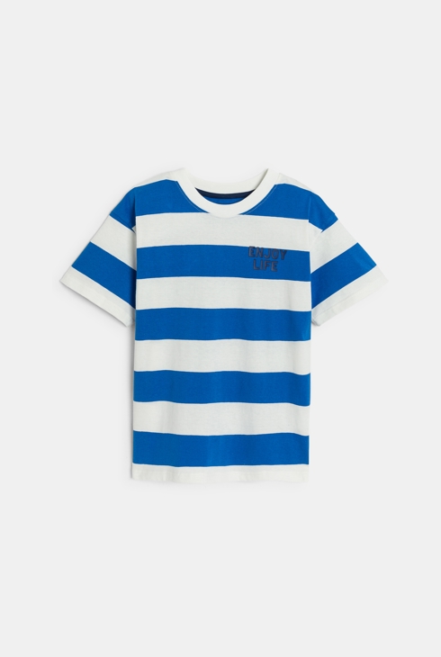 Blaues Kurzarm-T-Shirt mit Streifen für Jungen